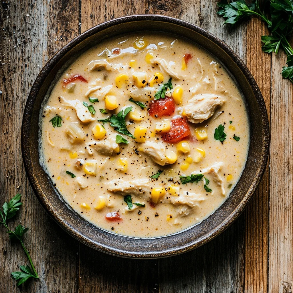 slow cooker creamy chicken and corn chowder serving suggestion
