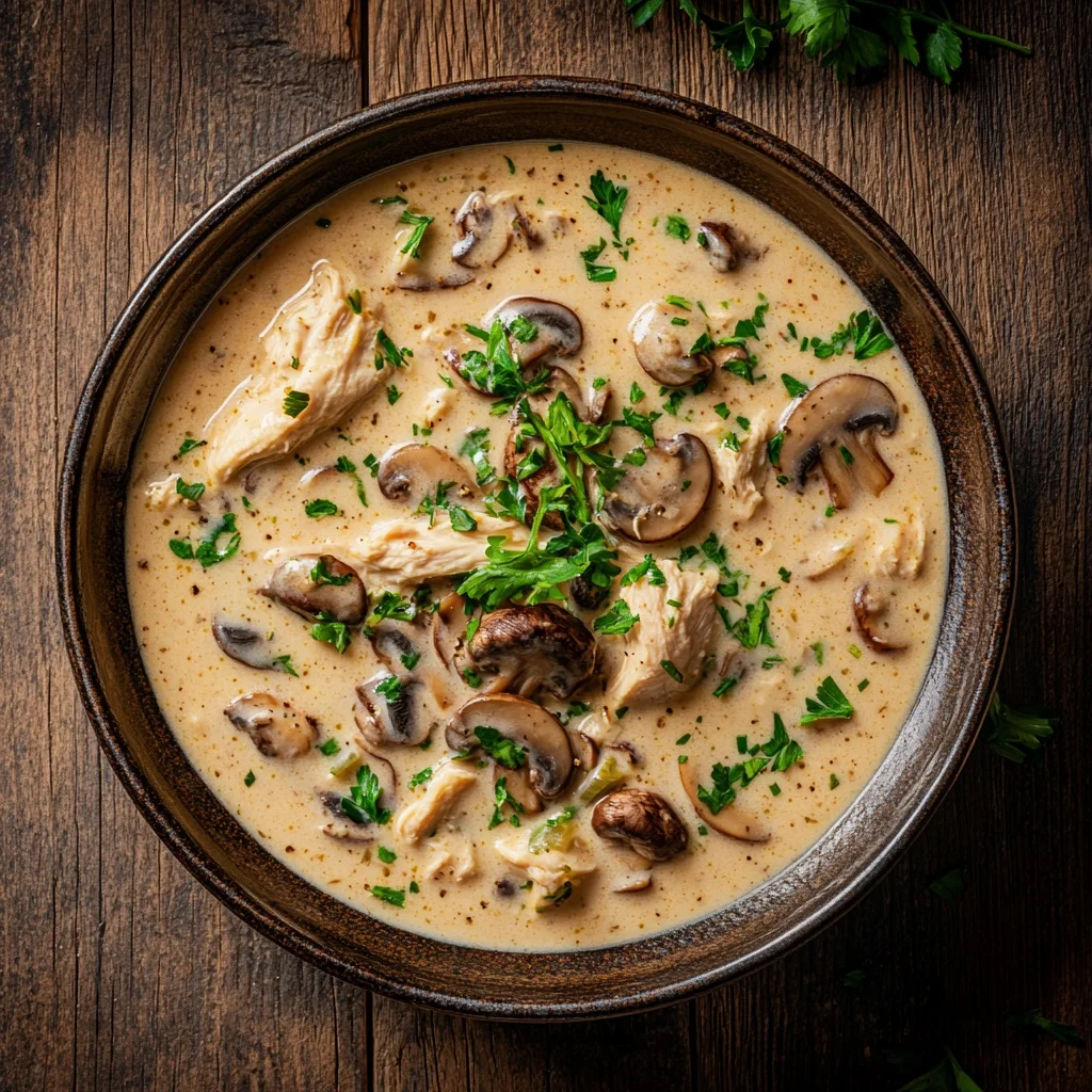 slow cooker creamy chicken and mushroom soup