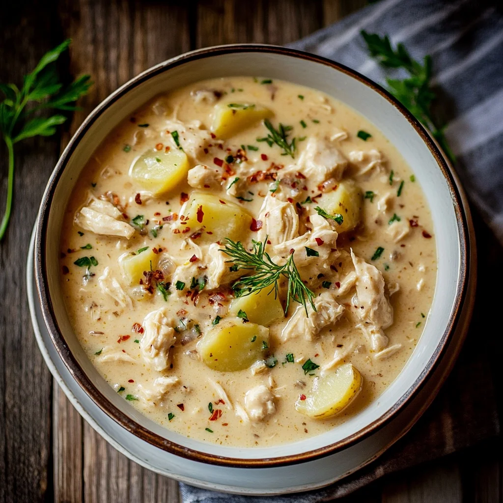 slow cooker creamy chicken and potato chowder