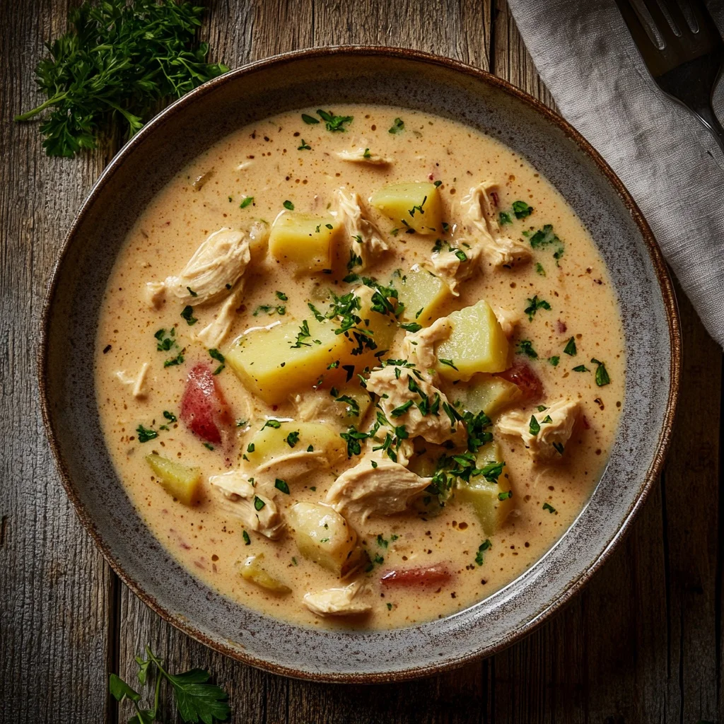 slow cooker creamy chicken and potato chowder serving suggestion