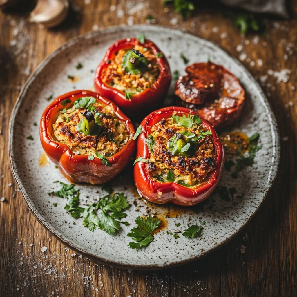vegetarian stuffed peppers serving suggestion