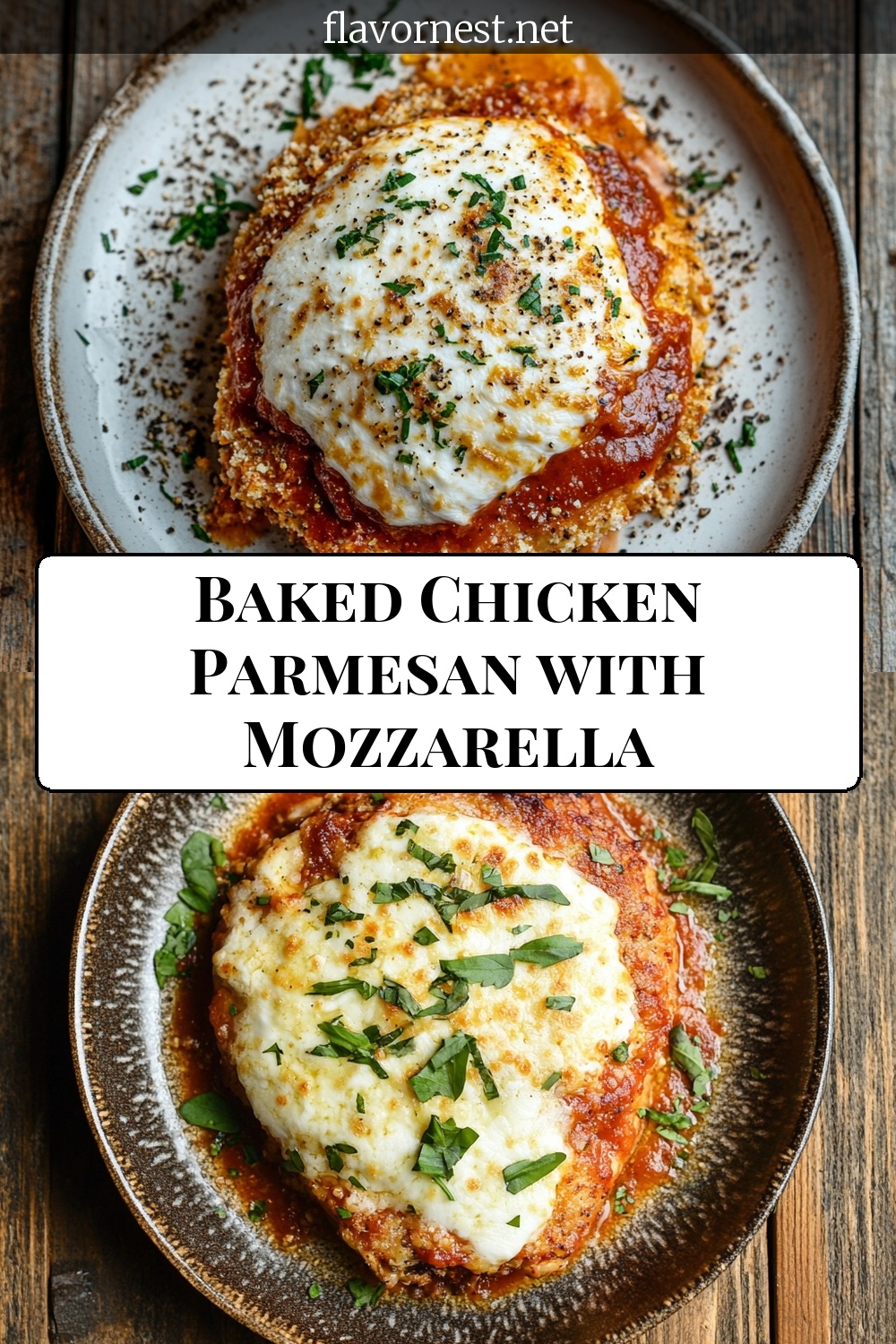 baked chicken parmesan with mozzarella pin