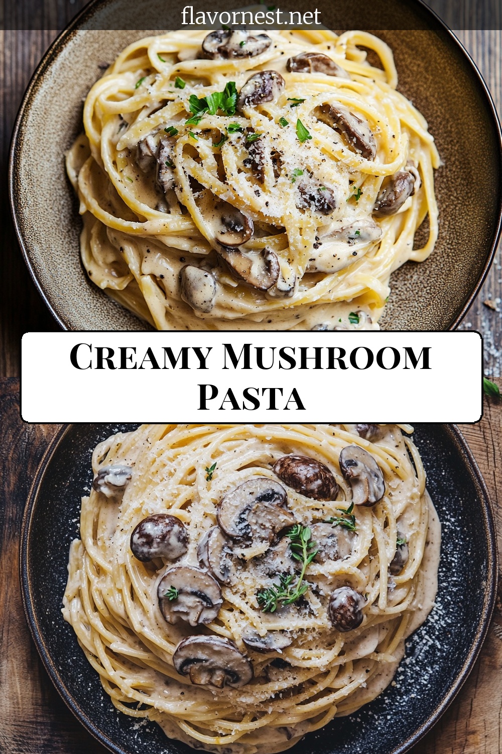 creamy mushroom pasta recipe pin