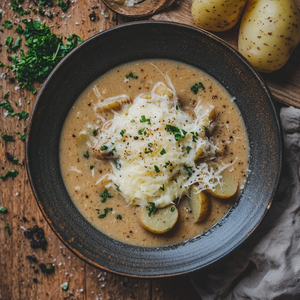 crockpot potato soup with cheese serving suggestion