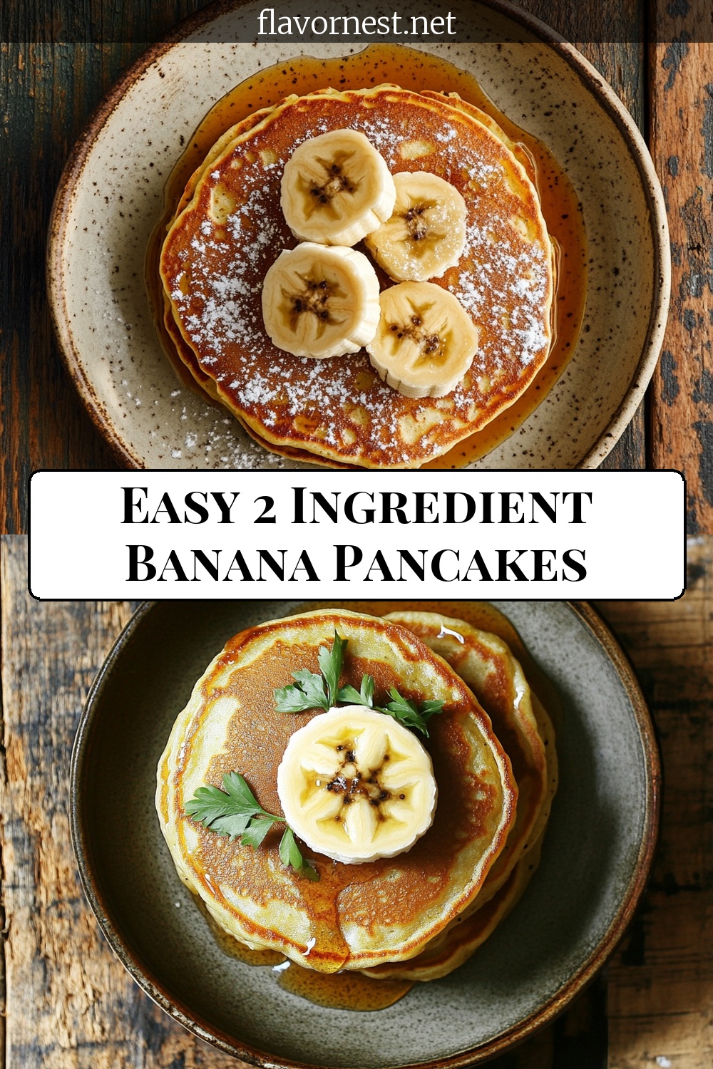 easy 2 ingredient banana pancakes pin