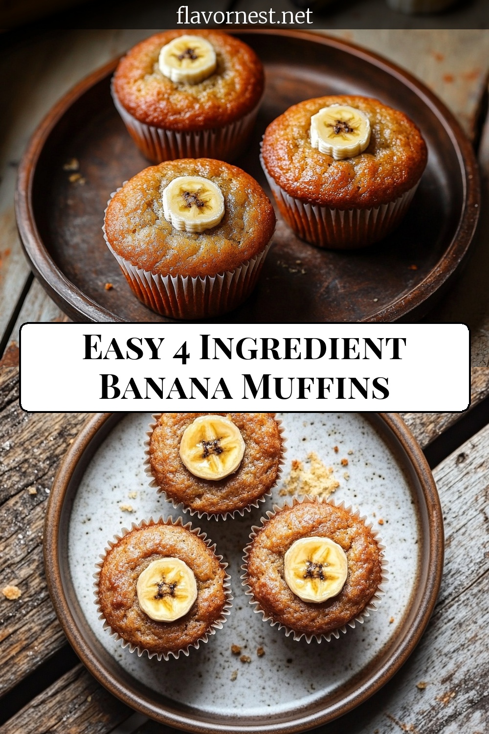 easy 4 ingredient banana muffins pin