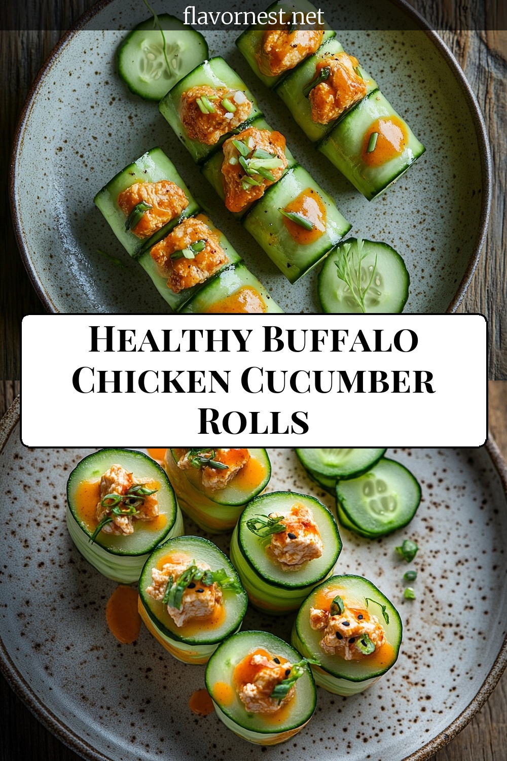 healthy buffalo chicken cucumber rolls 🥒 pin