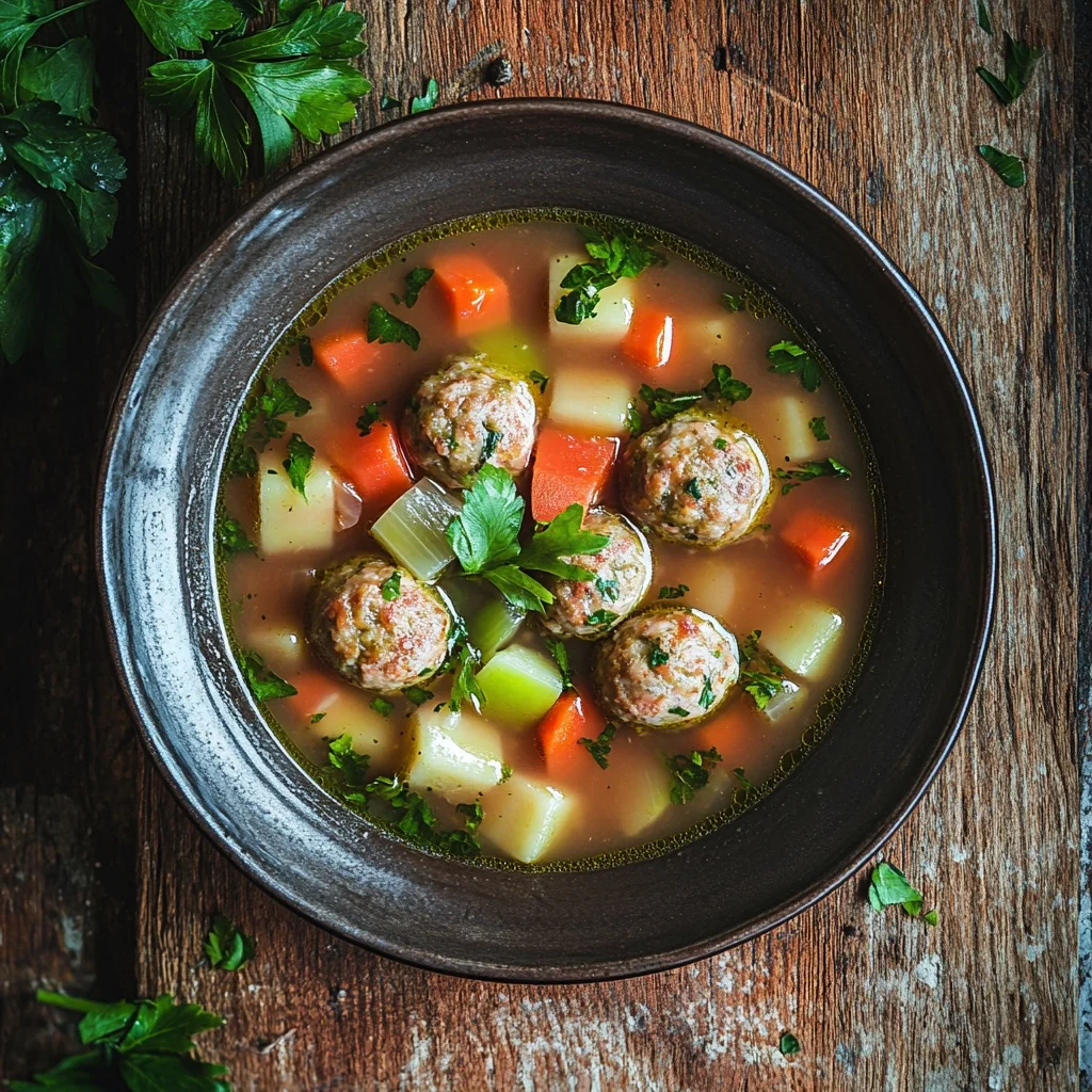 healthy turkey meatball soup serving suggestion
