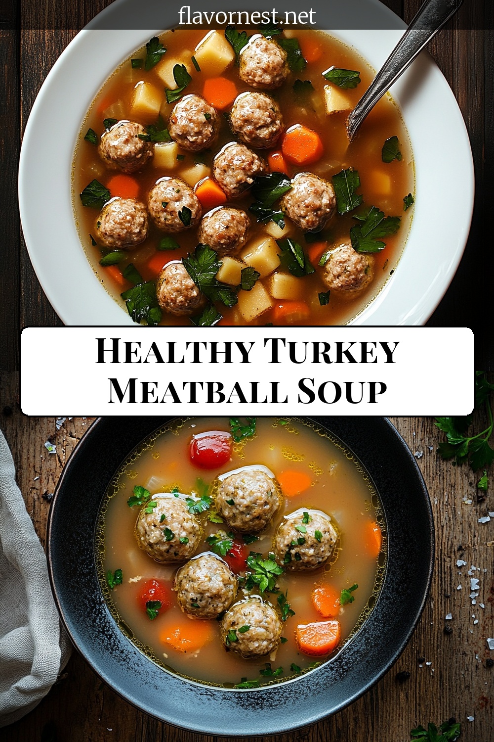 healthy turkey meatball soup pin
