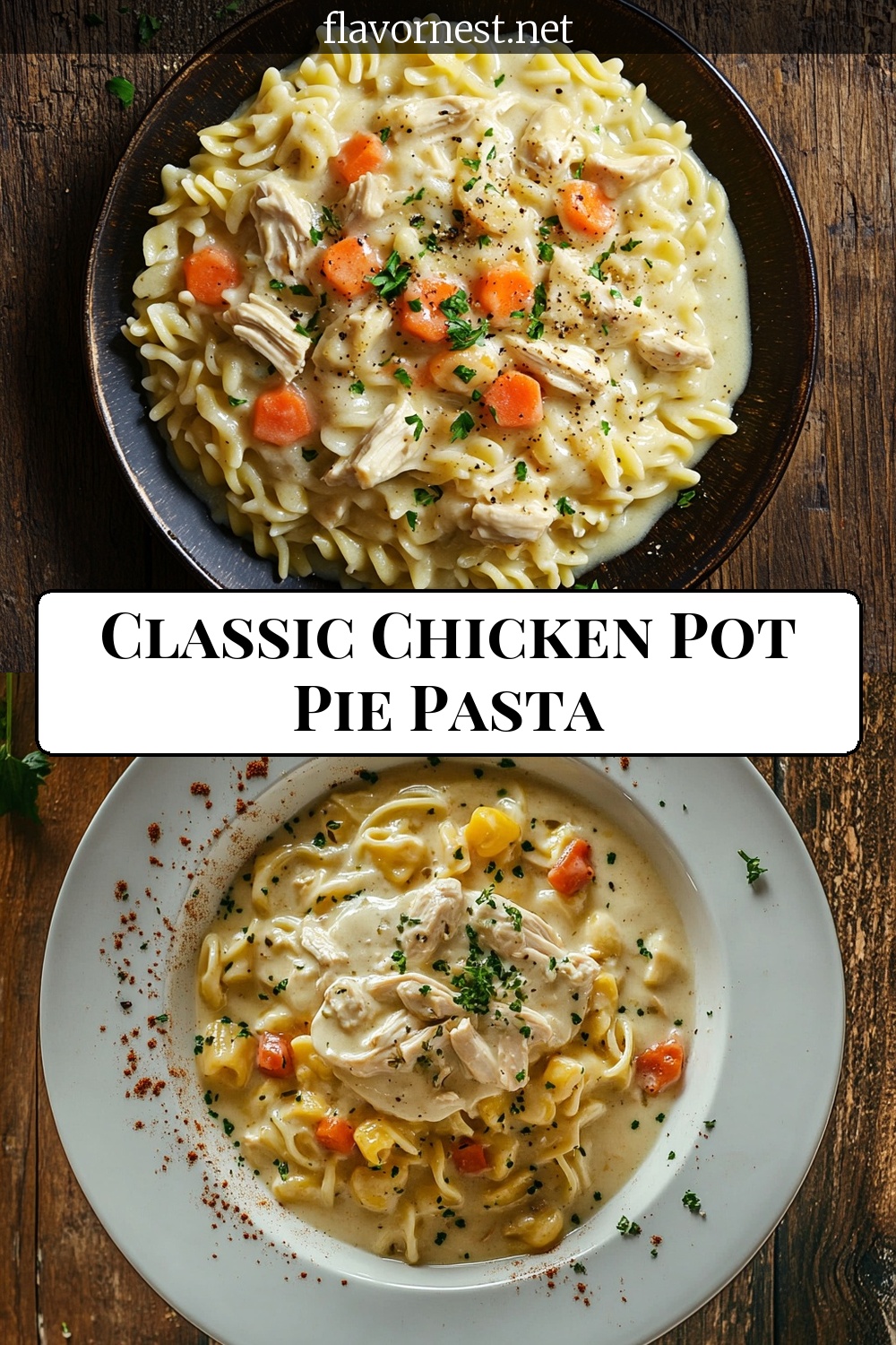 image for classic chicken pot pie pasta pin