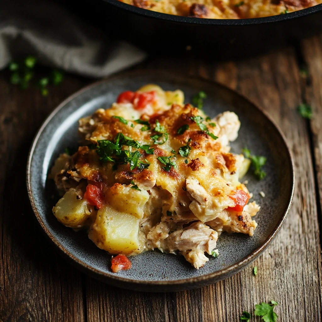loaded chicken and potato casserole serving suggestion