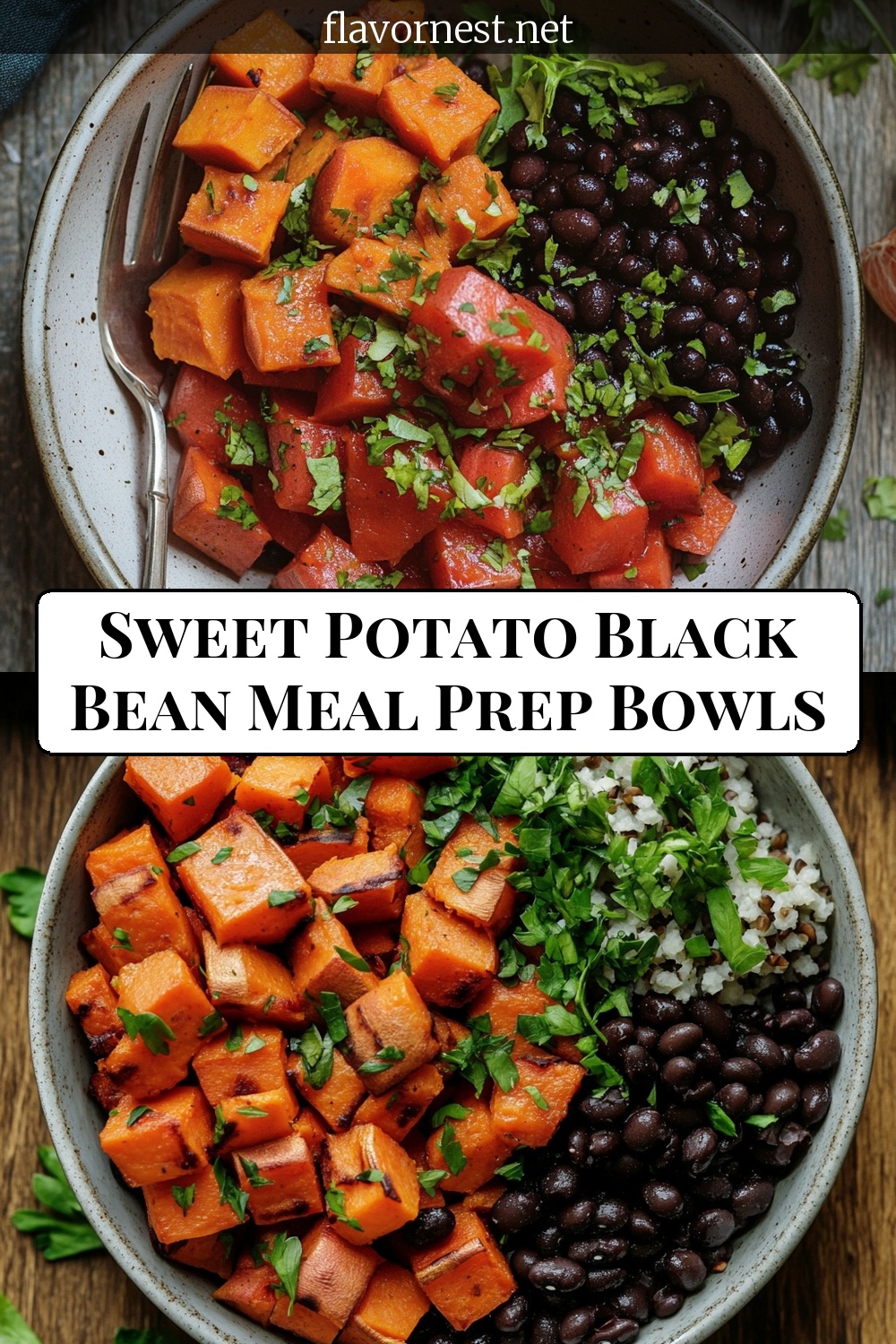 sweet potato black bean meal prep bowls pin