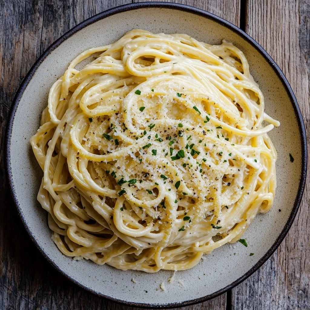 15 minute creamy garlic pasta serving suggestion