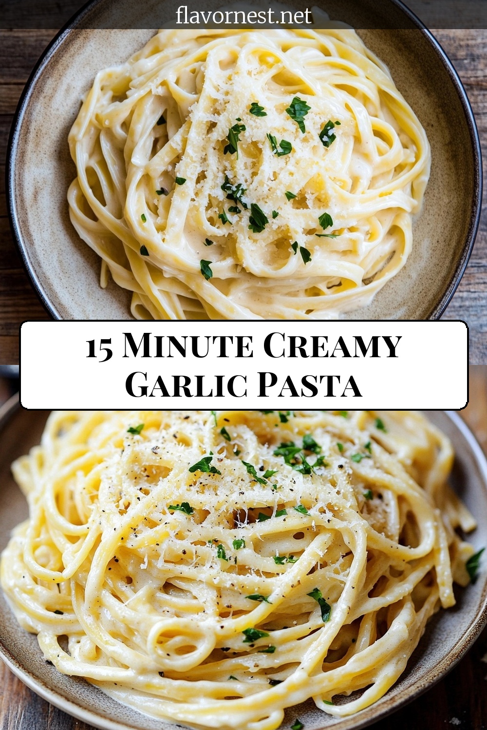 15 minute creamy garlic pasta pin