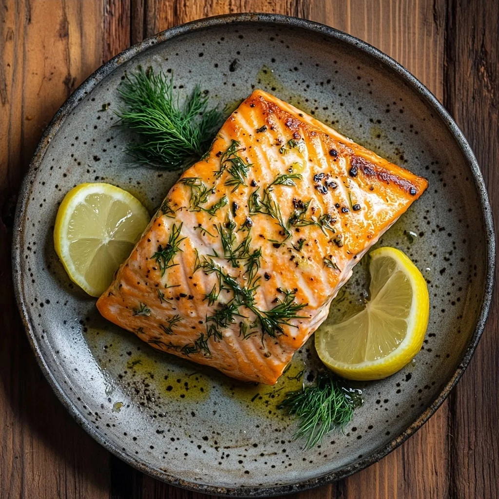 air fryer salmon with lemon dill serving suggestion