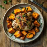 baked chicken and sweet potatoes