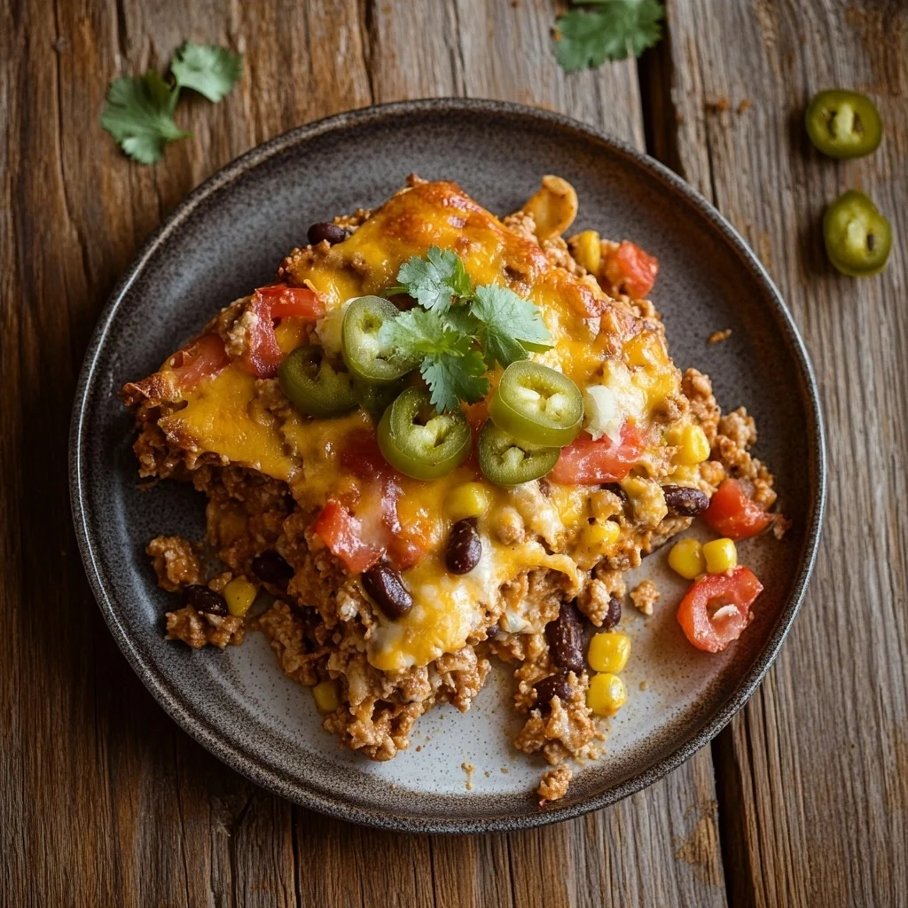 easy taco bake casserole serving suggestion