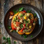 healthy turkey and quinoa stuffed peppers