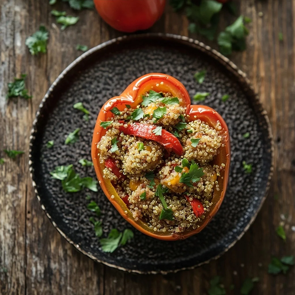 healthy turkey and quinoa stuffed peppers serving suggestion