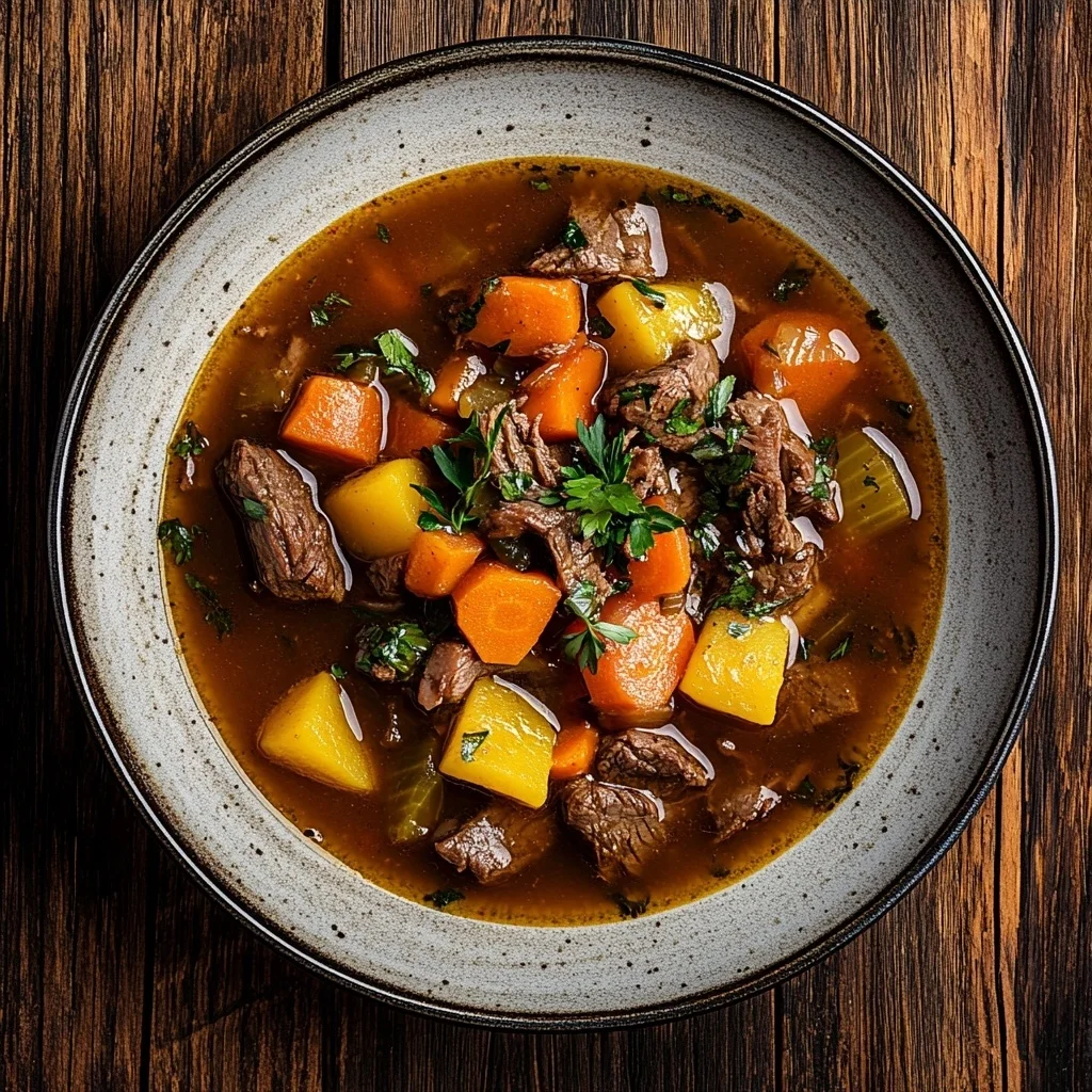 quick beef and vegetable soup serving suggestion