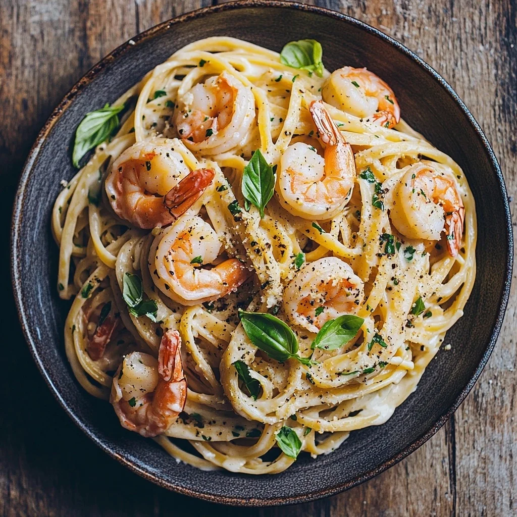 quick garlic butter shrimp pasta serving suggestion