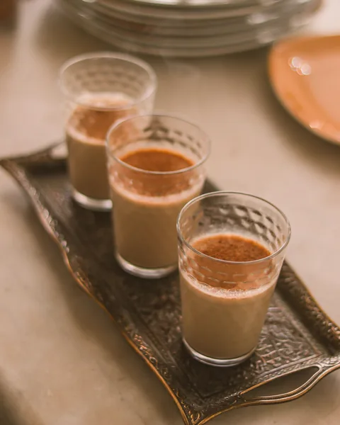 Spiced chai lattes on a vintage tray — drink recipes