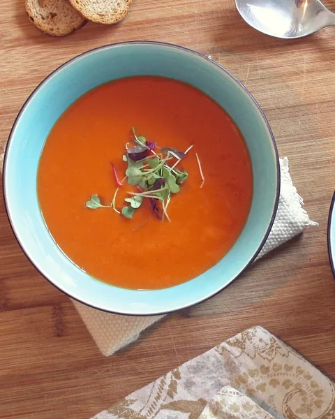 Creamy tomato soup with microgreens — soup recipes