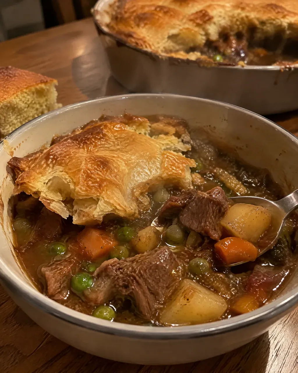 Old-Fashioned Beef Pot Pie with One Golden Top Crust