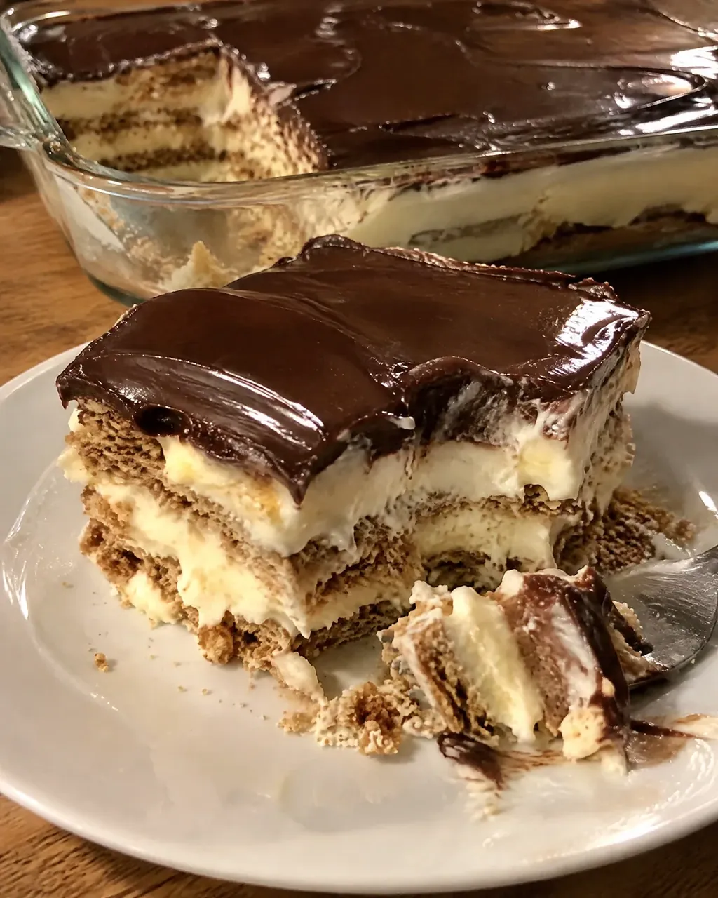 No-Bake Chocolate Eclair Cake with Homemade Vanilla Pudding