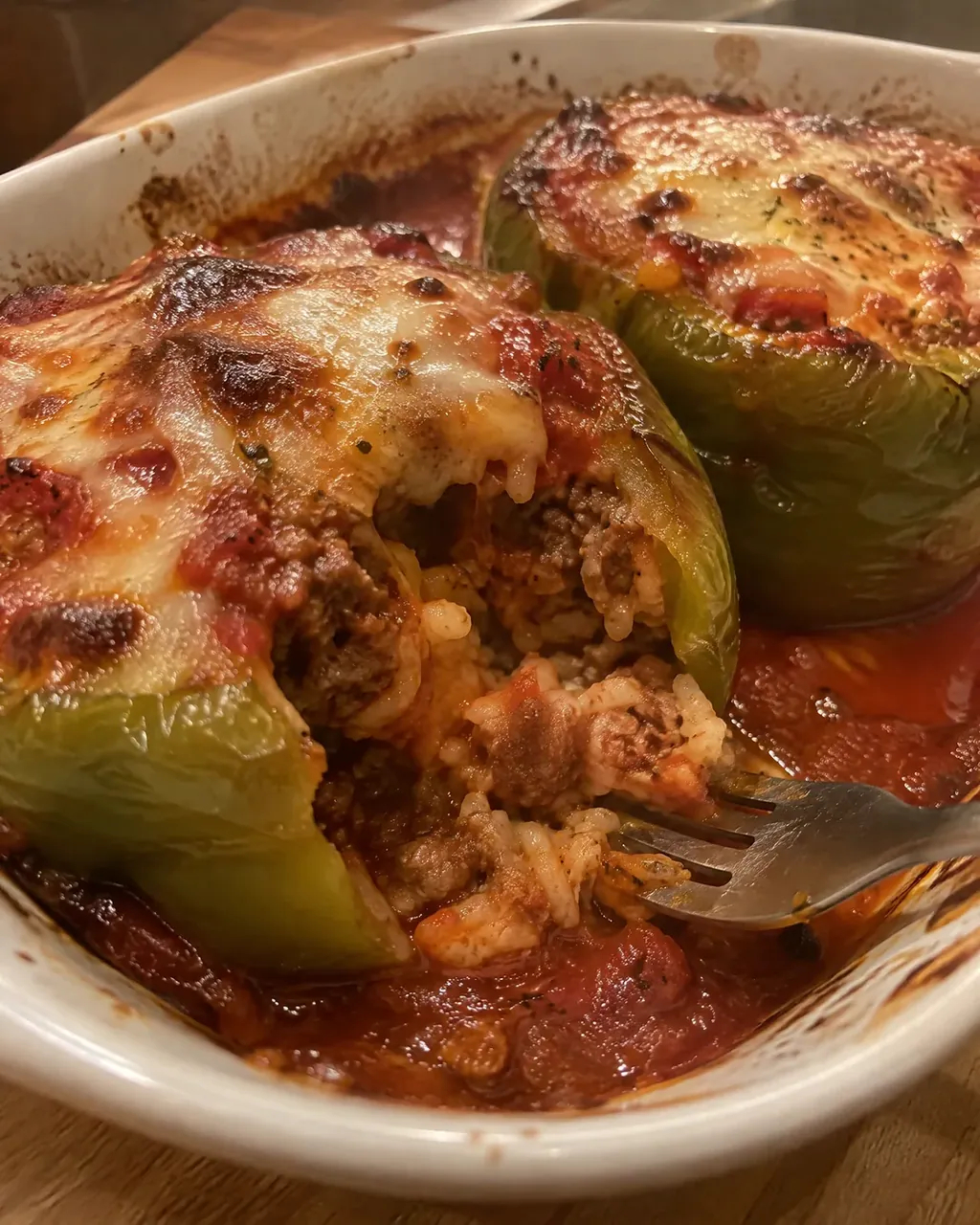 Classic Stuffed Bell Peppers (Ground Beef, Rice and Tomato Sauce)