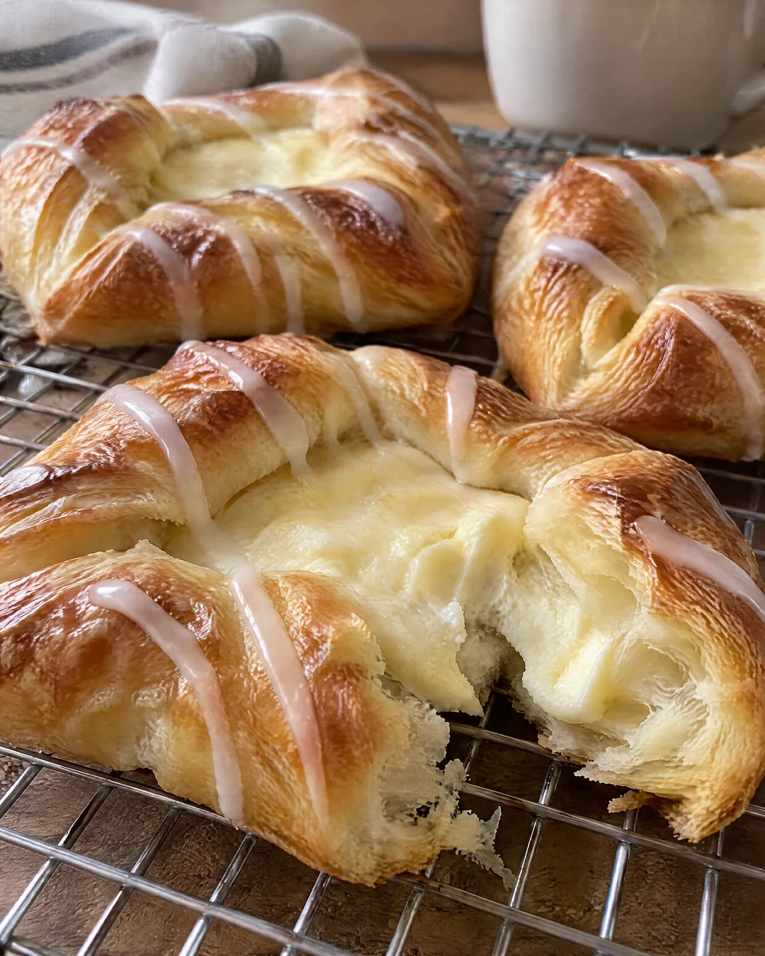 Baked cream cheese danishes with vanilla glaze