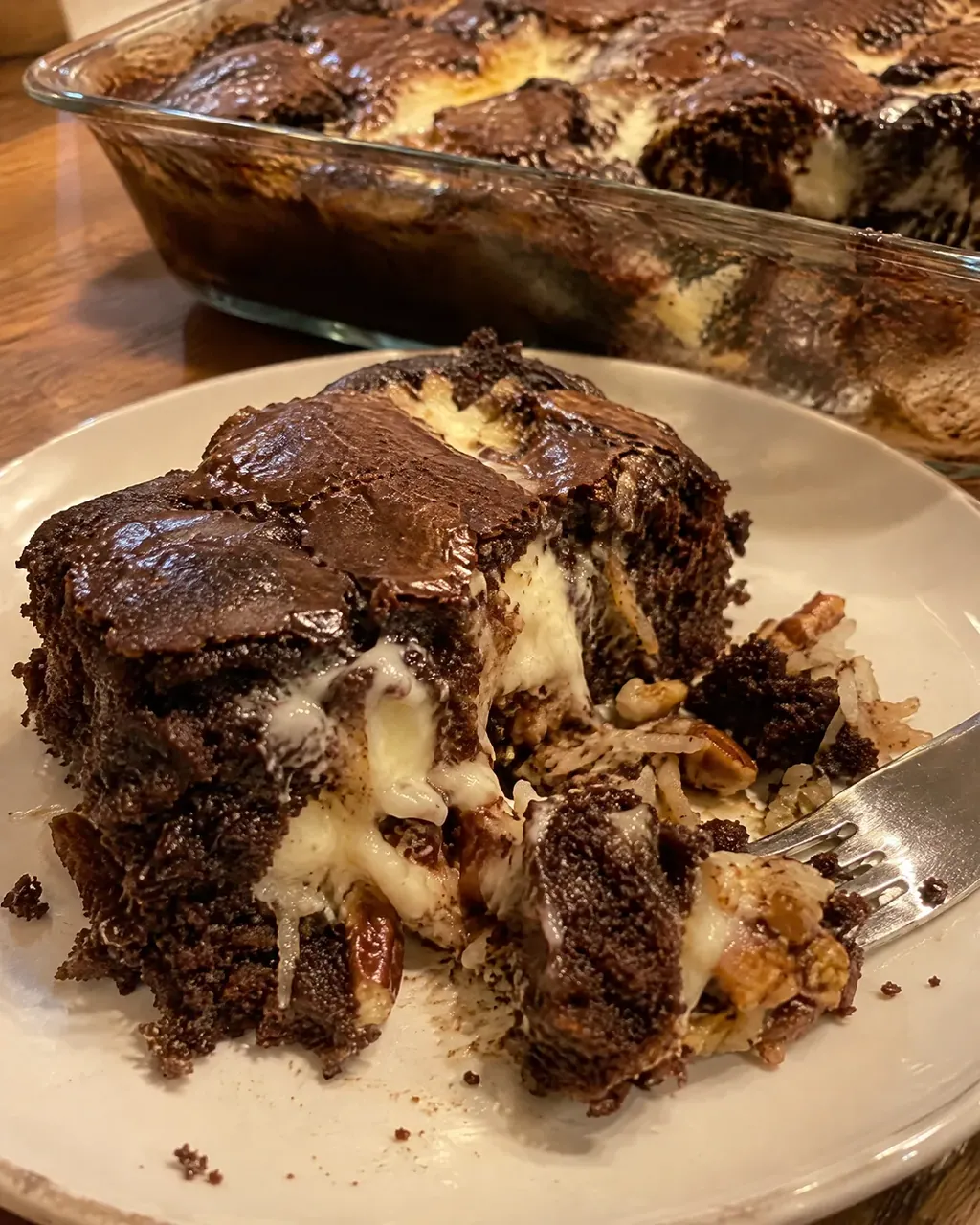 Earthquake Cake from Scratch (Chocolate, Coconut, Pecans and Cream Cheese)