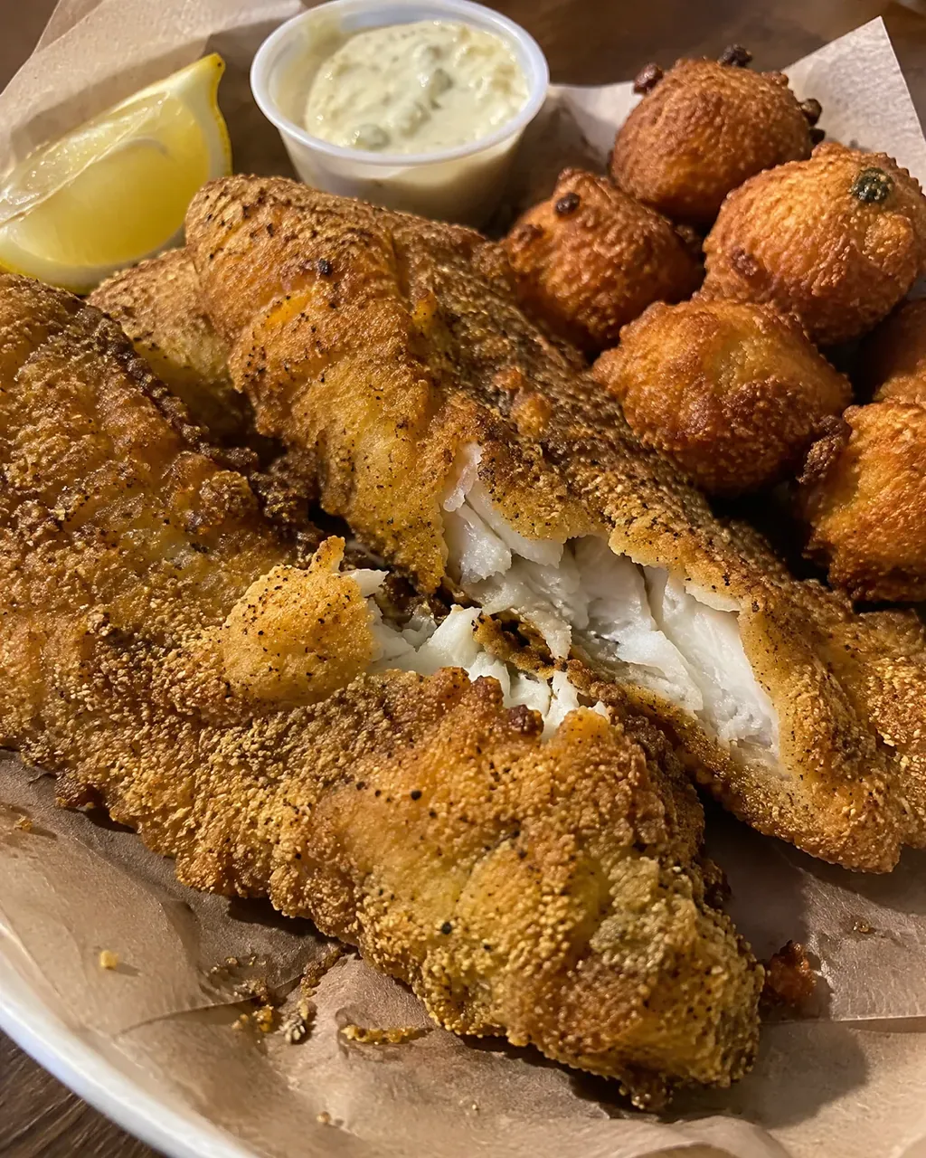 Fried Catfish and Hushpuppies (Cornmeal Crust, Same Skillet)