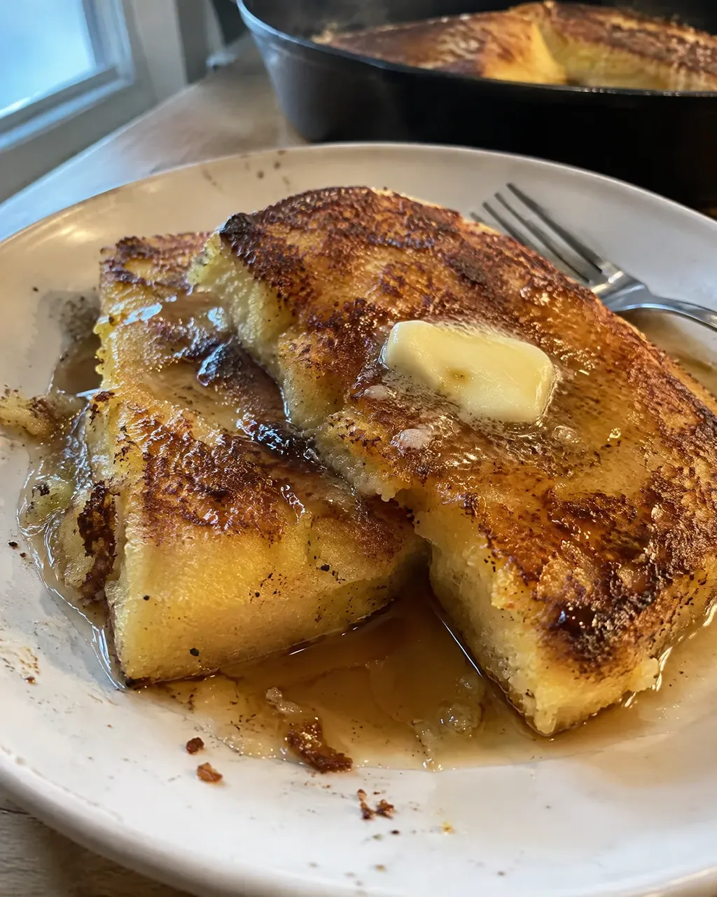 Fried Cornmeal Mush (Cooked at Night, Sliced and Fried in the Morning)