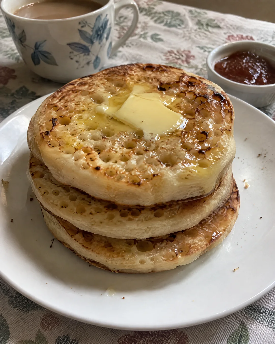 Homemade Crumpets (Cooked on One Side, Full of Holes for the Butter ...