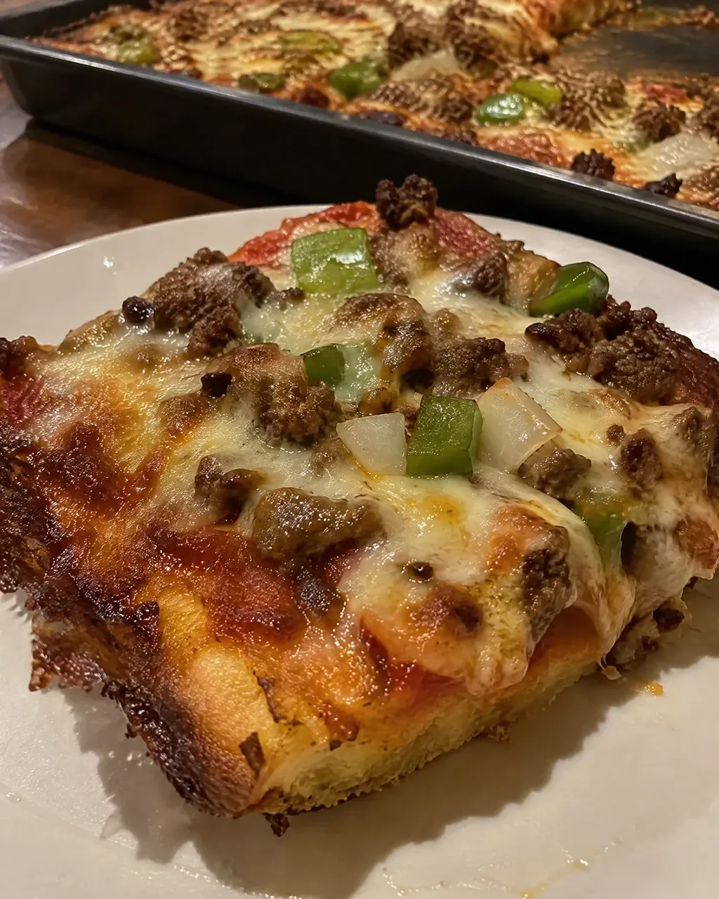 Friday Sheet Pan Pizza with Homemade Crust and Crispy Cheese Edges