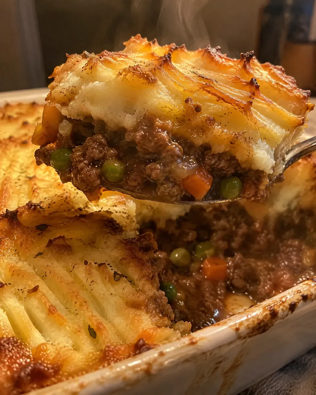 Shepherd's Pie With Ground Beef (Fork-Ridged Potato Top)