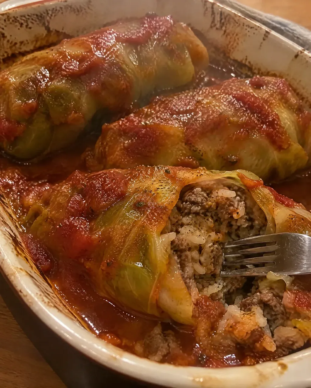 Stuffed Cabbage Rolls (Beef and Rice in Sweet and Sour Tomato Sauce)